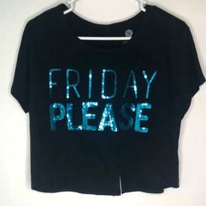 Cropped Black Top with Friday Please